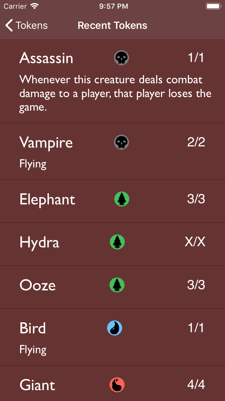 Recent Tokens Screenshot